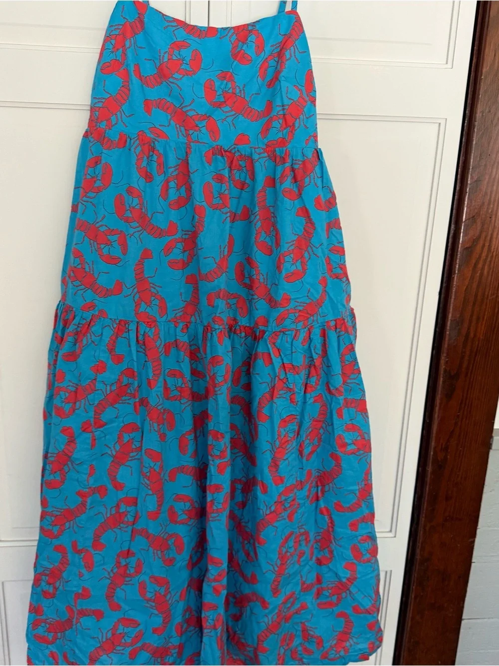 J.Crew Lobster print tie back tiered midi dress women’s size 6